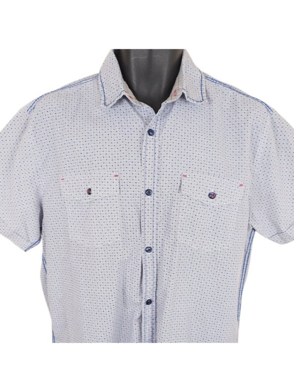 Tranquility Mayhem Shirt Mens Size Large Blue Geometric All Over Print